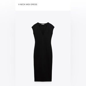 Zara Black V-Neck Midi Dress